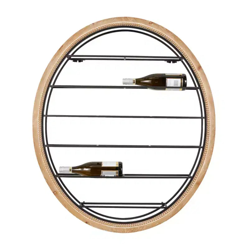 39"x39" Metal Oval 13 Bottle Wall Wine Rack with Beaded Frame Black - Olivia & May