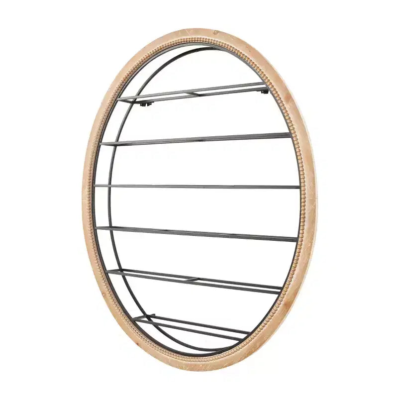 Metal Oval 13-Bottle Wall Wine Rack with Beaded Frame, Black