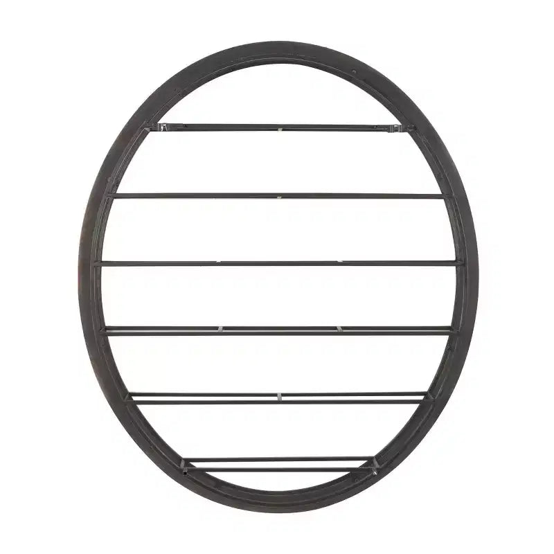 Metal Oval 13-Bottle Wall Wine Rack with Beaded Frame, Black