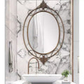 33"x21" Oval Decorative Wall Mirror with Antique Gold Metal Frame
