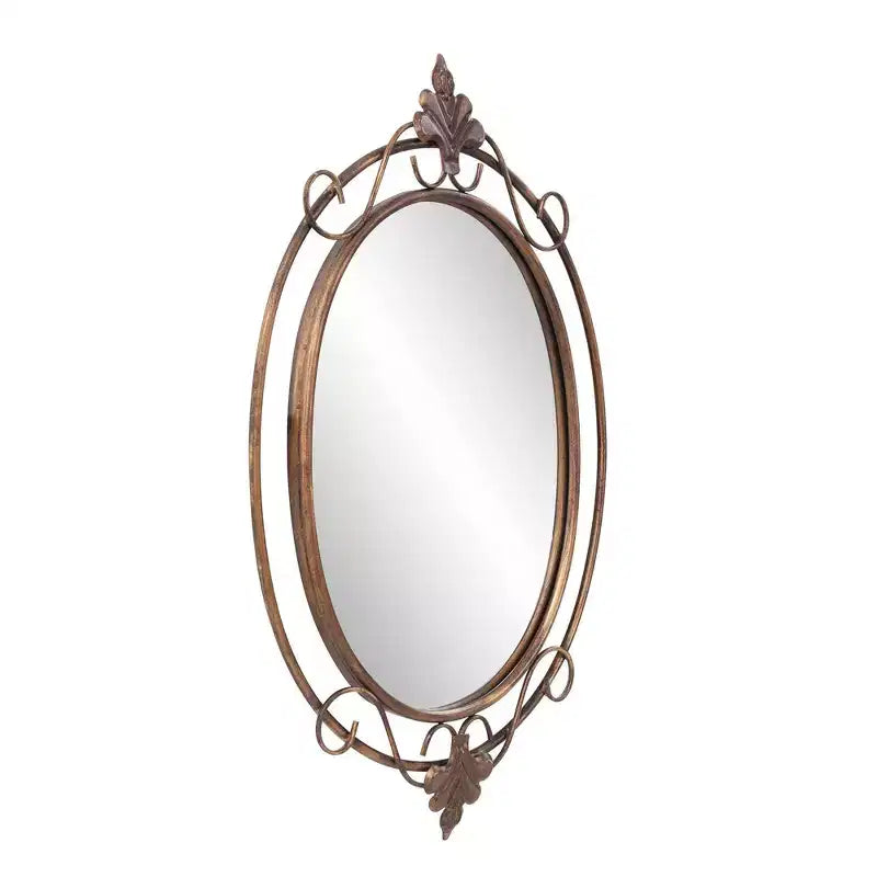 33"x21" Oval Decorative Wall Mirror with Antique Gold Metal Frame