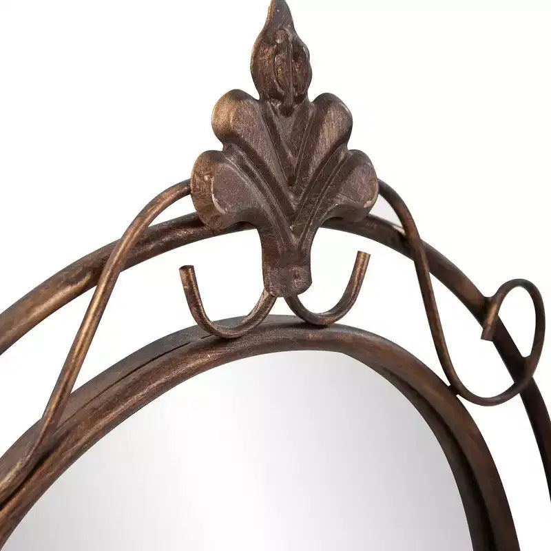 33"x21" Oval Decorative Wall Mirror with Antique Gold Metal Frame
