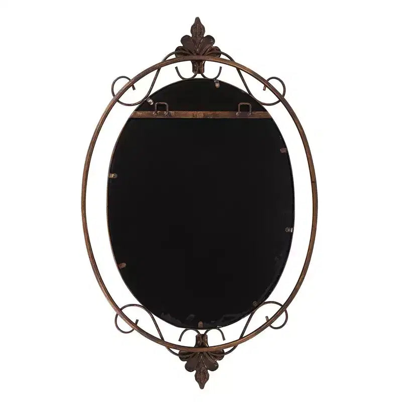 33"x21" Oval Decorative Wall Mirror with Antique Gold Metal Frame
