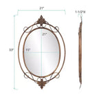 Specchio decorativo ovale da parete 33"x21" con cornice in metallo oro anticato