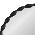 Specchio da parete rotondo smerlato, 26", nero