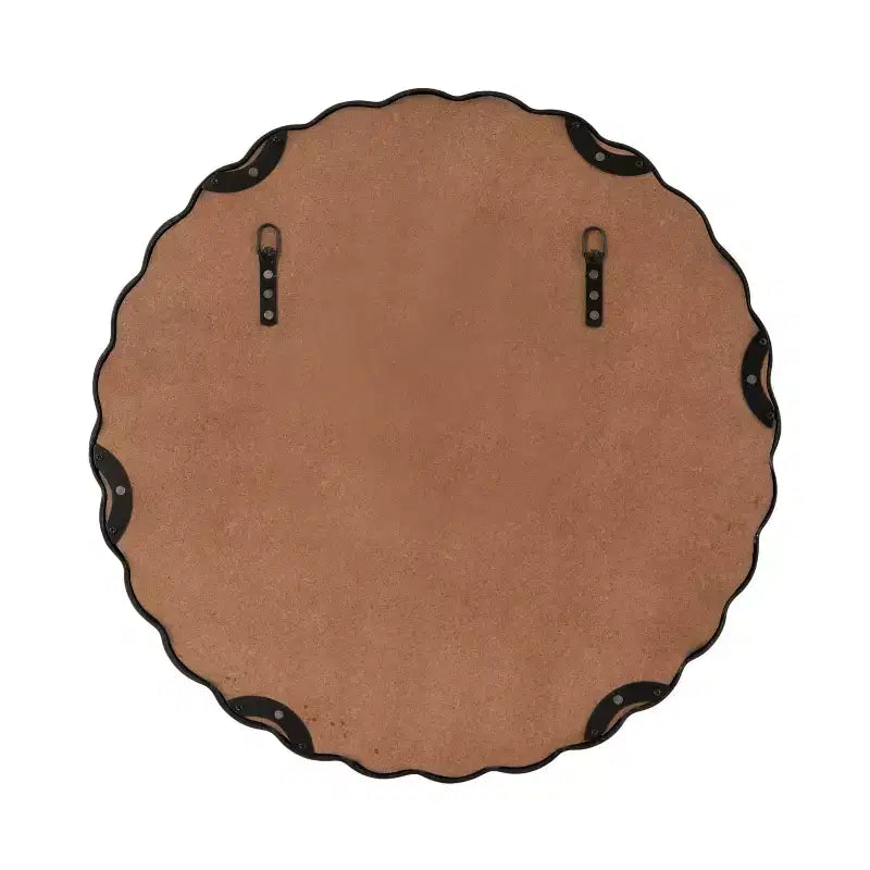 26" Scalloped Round Wall Mirror, Black