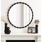 Specchio da parete rotondo smerlato, 26", nero