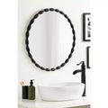 26" Scalloped Round Wall Mirror, Black