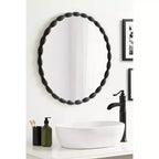 Specchio da parete rotondo smerlato, 26", nero