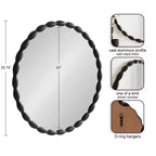 Specchio da parete rotondo smerlato, 26", nero