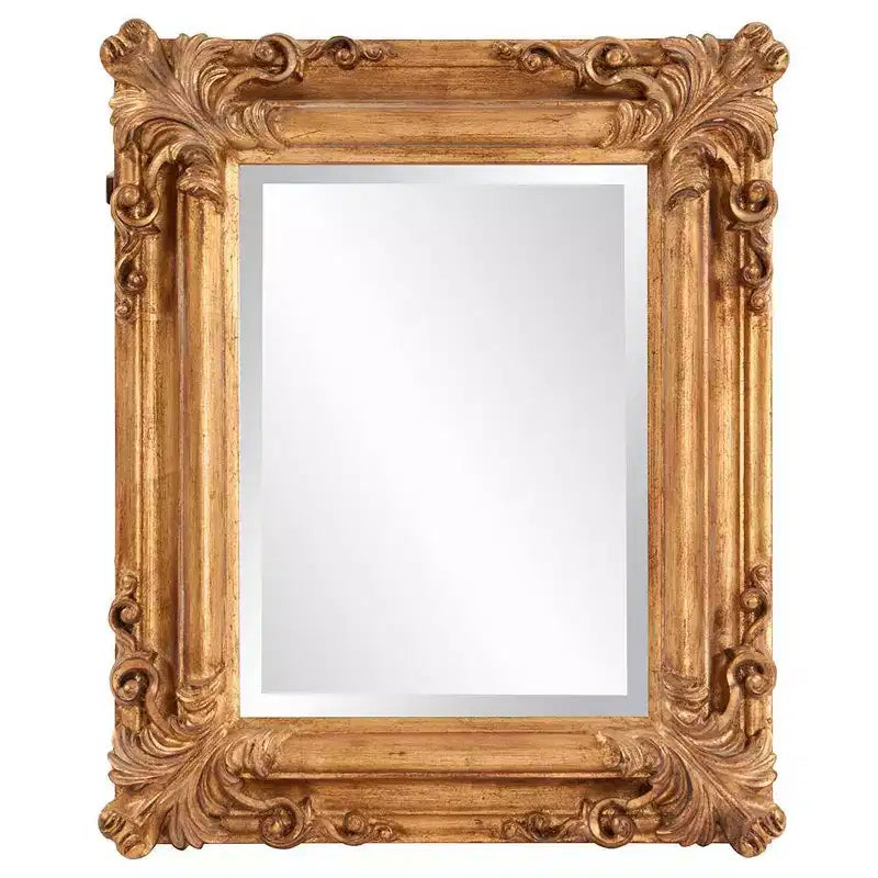 Howard Elliott 23"x20" Wood Frame Edwin Decorative Wall Mirror Gold: Beveled Glass, Antique Style, Vertical/Horizontal Mount