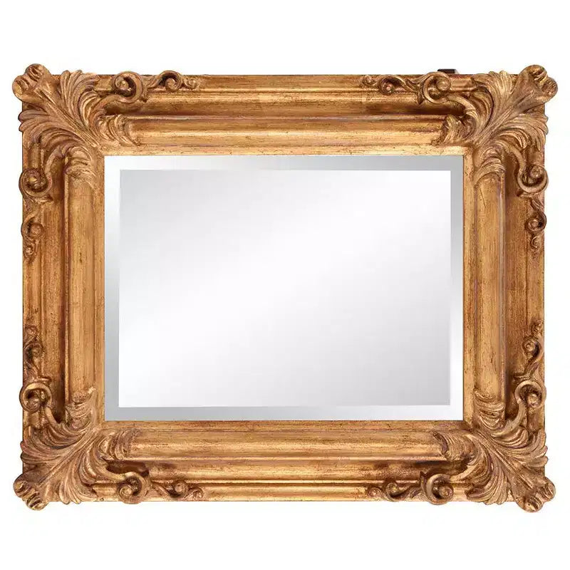 Howard Elliott 23"x20" Wood Frame Edwin Decorative Wall Mirror Gold: Beveled Glass, Antique Style, Vertical/Horizontal Mount