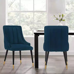Eda Modern Velvet Upholstered Dining Chair Midnight Blue - Manhattan Comfort