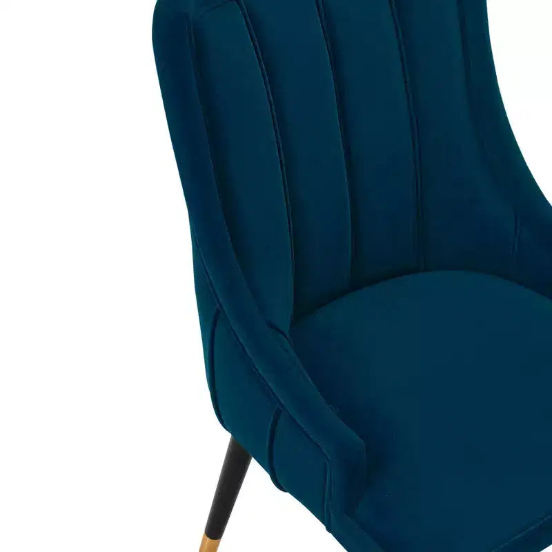 Modern Velvet Upholstered Dining Chair in Midnight Blue