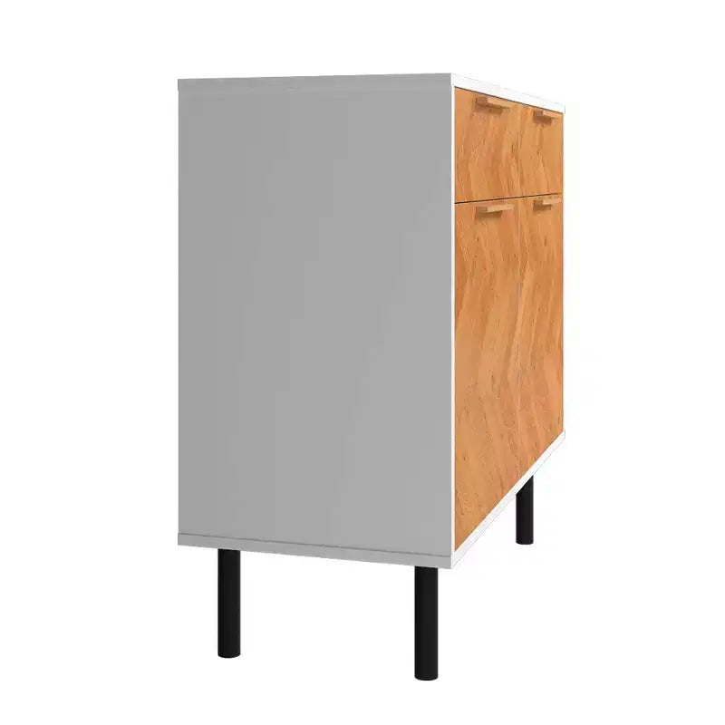 Mid-Century Modern 4-Shelf Sideboard with Drawers – White/Wood