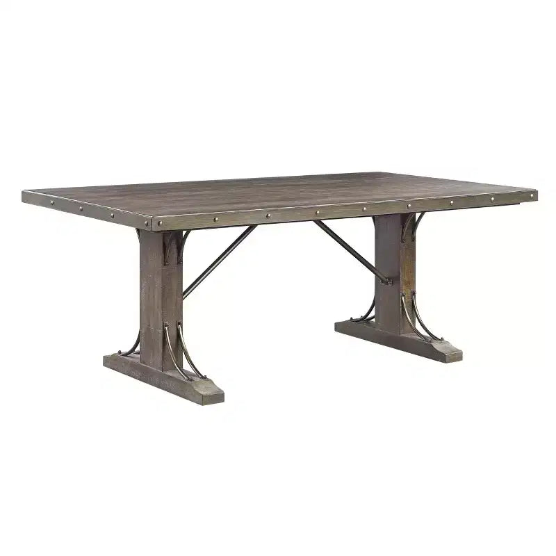 78" Double Pedestal Dining Table – Weathered Cherry Finish
