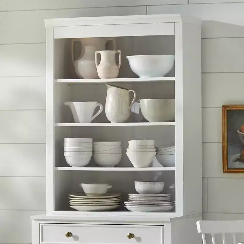 3-Shelf Display Hutch – White, Modern Farmhouse Style