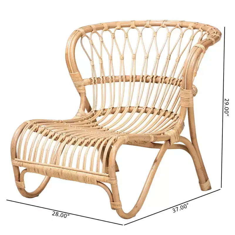 Alaya Rattan Accent Chair – Handcrafted, Indoor, No Ottoman