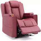 COMHOMA Recliner Chair Electric Massage Recliner Sofa with Led PU Leather Reclining Chair Red