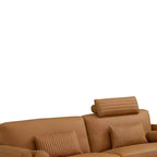 Divano in pelle cuoio da 213 cm con gambe in metallo e struttura in legno