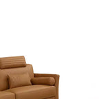 Divano in pelle cuoio da 213 cm con gambe in metallo e struttura in legno