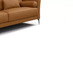 Divano in pelle cuoio da 213 cm con gambe in metallo e struttura in legno