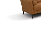 Divano in pelle cuoio da 213 cm con gambe in metallo e struttura in legno