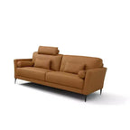 Divano in pelle cuoio da 213 cm con gambe in metallo e struttura in legno