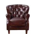 Poltrona accent in pelle marrone vintage da 30" con telaio in alluminio