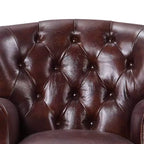 Poltrona accent in pelle marrone vintage da 30" con telaio in alluminio