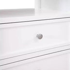 Comodino bianco a 2 cassetti con ripiano aperto