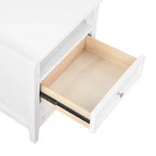 Comodino bianco a 2 cassetti con ripiano aperto