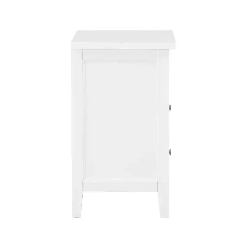 White 2-Drawer Nightstand with Open Shelf