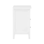Comodino bianco a 2 cassetti con ripiano aperto
