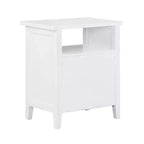 Comodino bianco a 2 cassetti con ripiano aperto