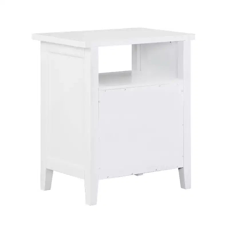 White 2-Drawer Nightstand with Open Shelf