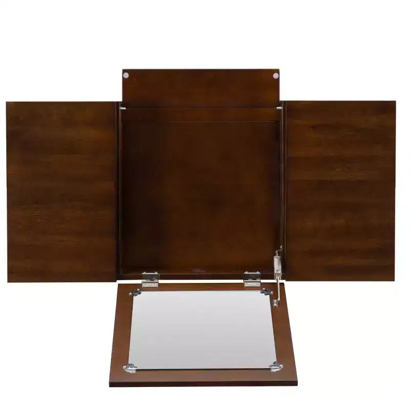 Solid Wood Vanity Set with Stool – Flip Mirror, Drawers & Storage