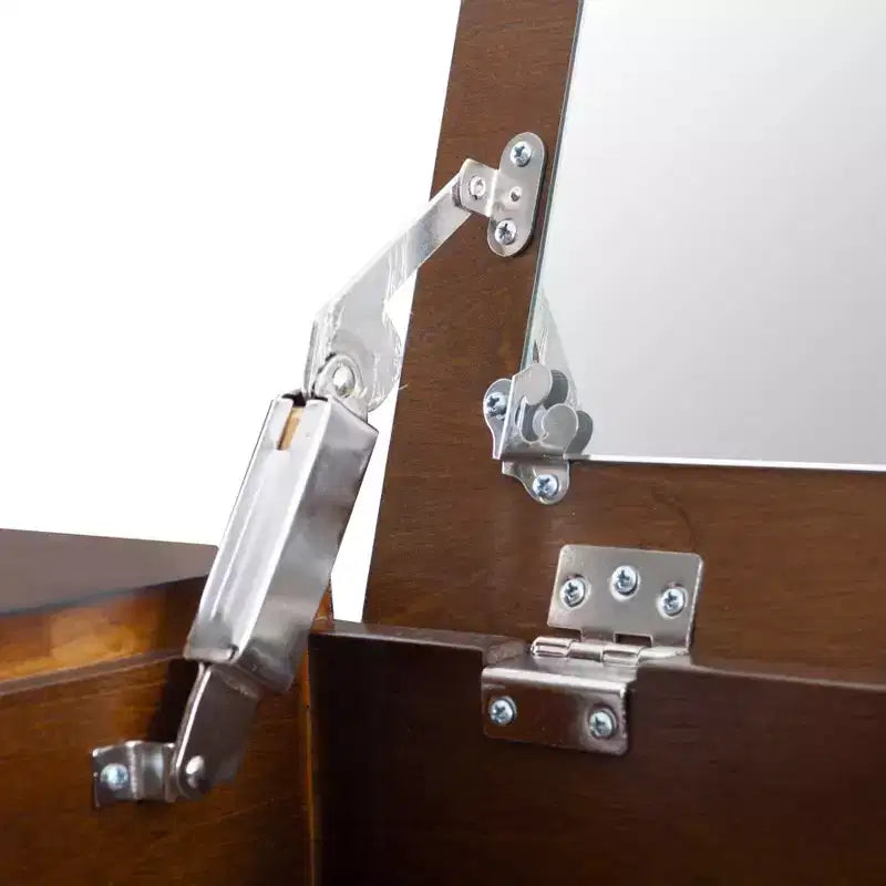 Solid Wood Vanity Set with Stool – Flip Mirror, Drawers & Storage