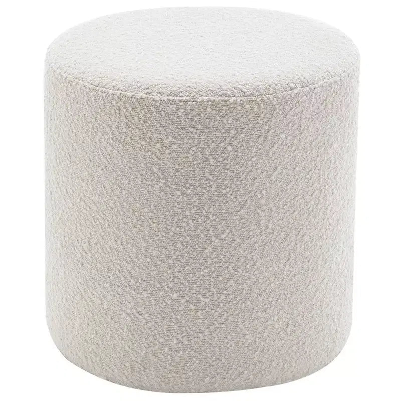 18" Round Pouf Ottoman – White