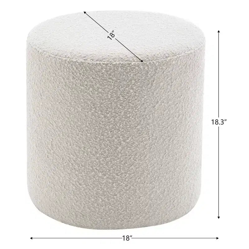 18" Round Pouf Ottoman – White
