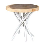 East at Main 22" Liberte Round Side Table: Reclaimed Teak, No Assembly, Rustic Tripod Base