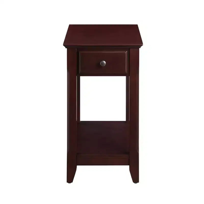 13" Accent Side Table with Drawer and Open Shelf – Espresso Finish