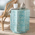 Mother of Pearl End Table – Bohemian Octagon Top, No Assembly Required