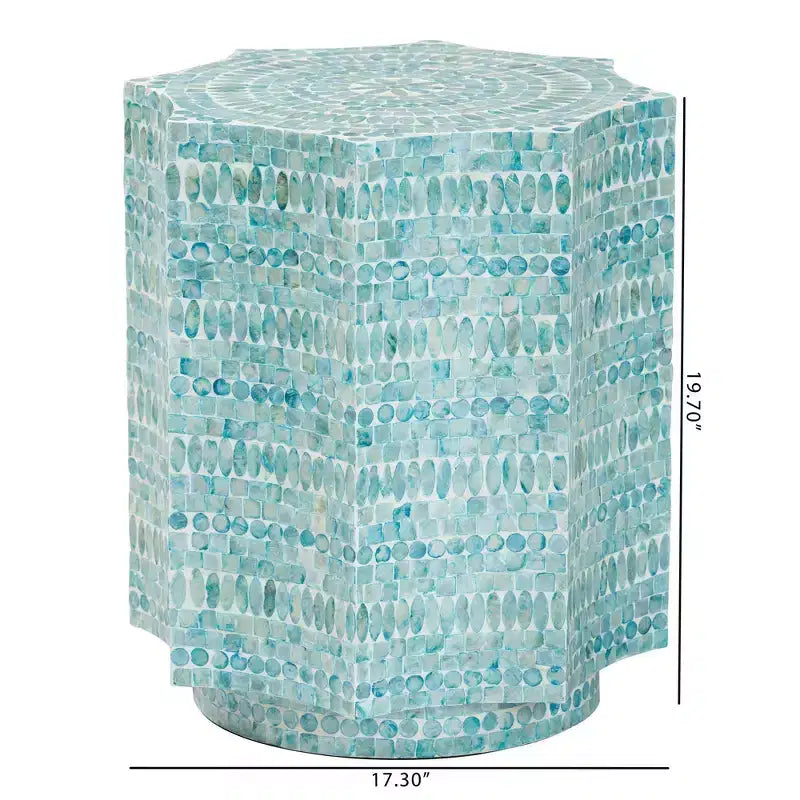 Mother of Pearl End Table – Bohemian Octagon Top, No Assembly Required