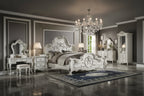 Letto matrimoniale "California King" – Finitura bianco osso con rivestimento in ecopelle