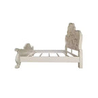 Letto matrimoniale "California King" – Finitura bianco osso con rivestimento in ecopelle