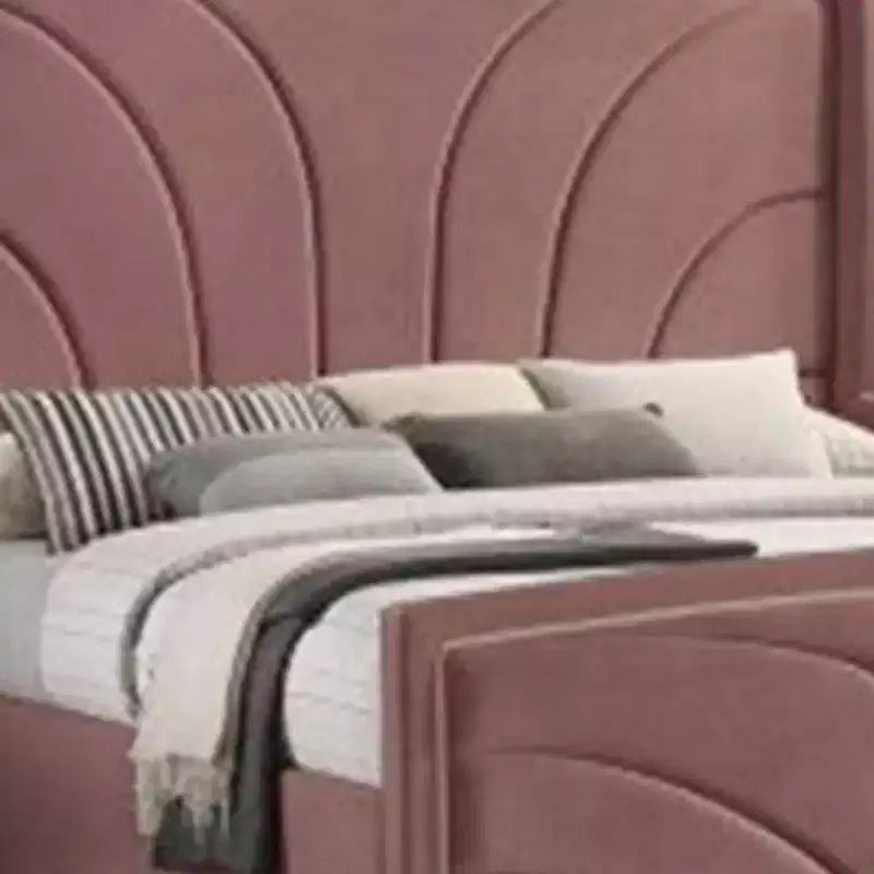 90" Eastern King Upholstered Platform Bed - Pink Velvet, Tufted, Metal Frame