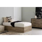 Letto a piattaforma singolo con 3 cassetti – Finitura marrone/rovere invecchiato