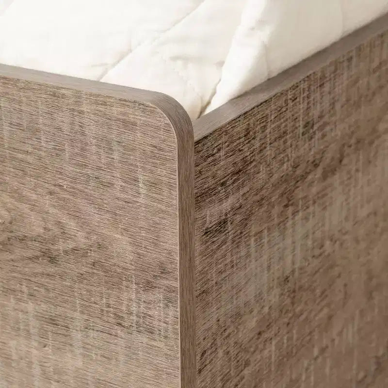 Twin Platform Bed with 3 Storage Drawers – Brown/Weathered Oak Finish
