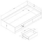Letto a piattaforma singolo con 3 cassetti – Finitura marrone/rovere invecchiato